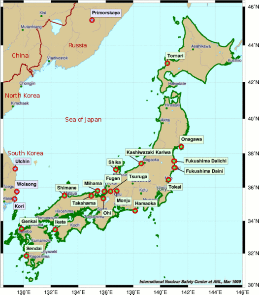 Map of nuclear power plants in pre-Collapse Japan